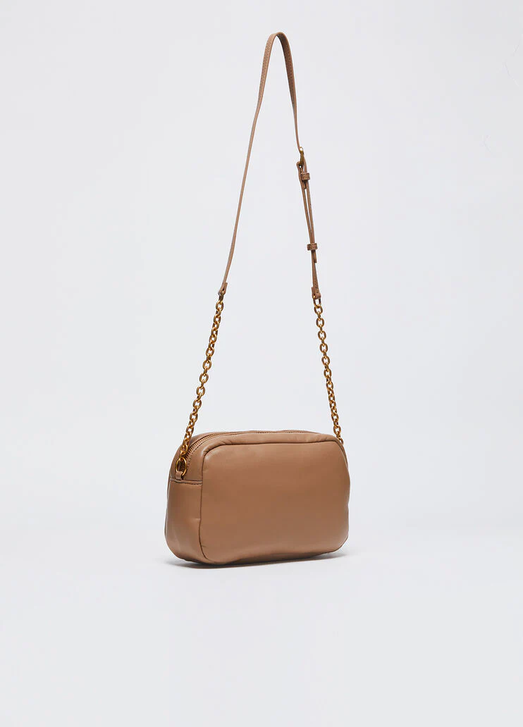 Glossy crossbody bag with rhinestones