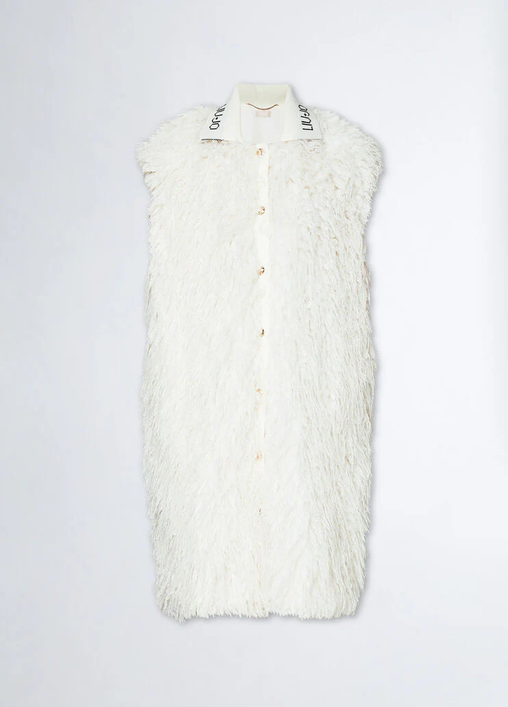 Faux fur maxi-gilet
