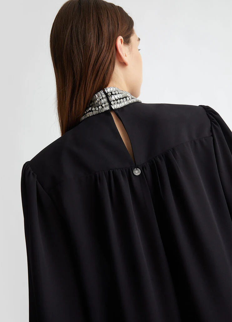 Georgette blouse with rhinestones