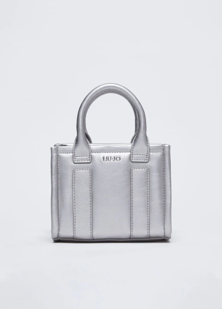 Mini shopping tote with shoulder strap