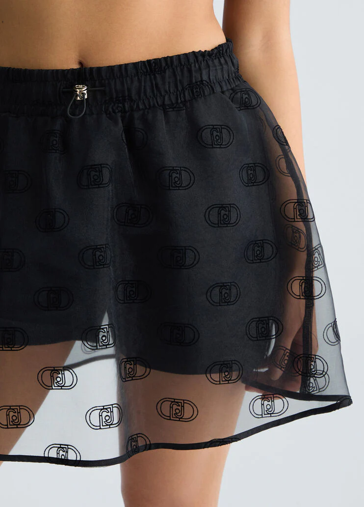 Printed organza miniskirt