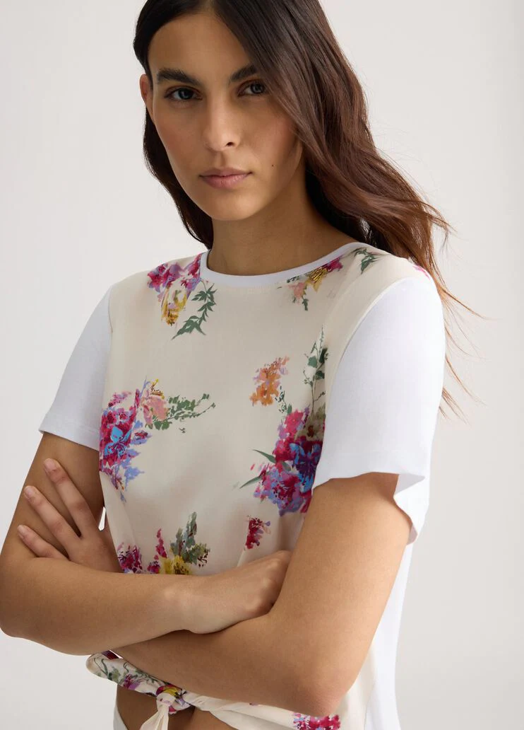 T-shirt with print and knot detail