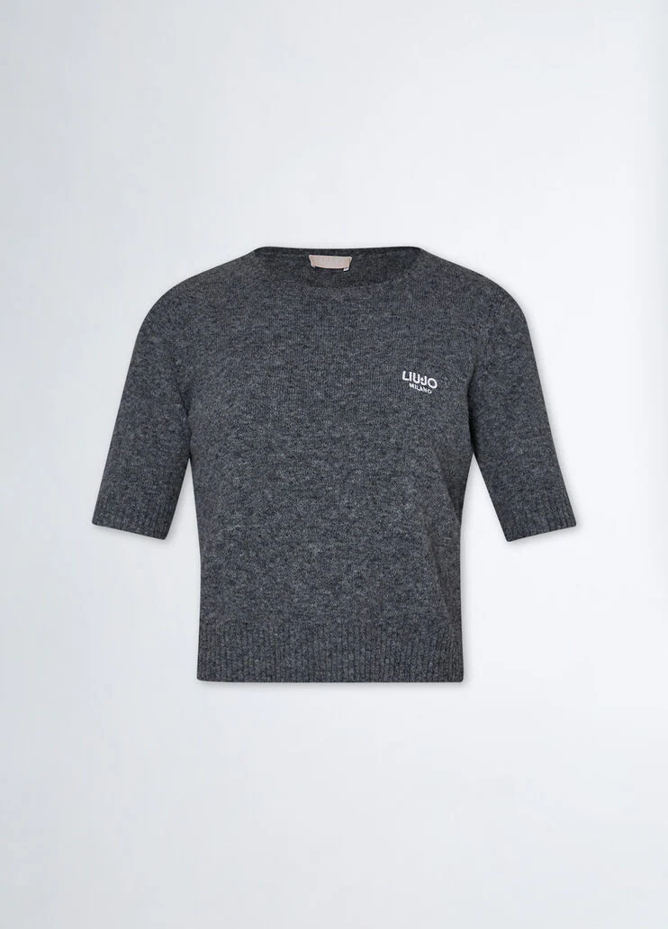 Wool-blend T-shirt with logo