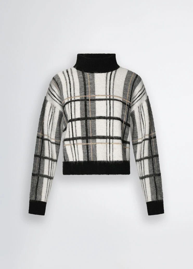 Tartan wool and alpaca pullover