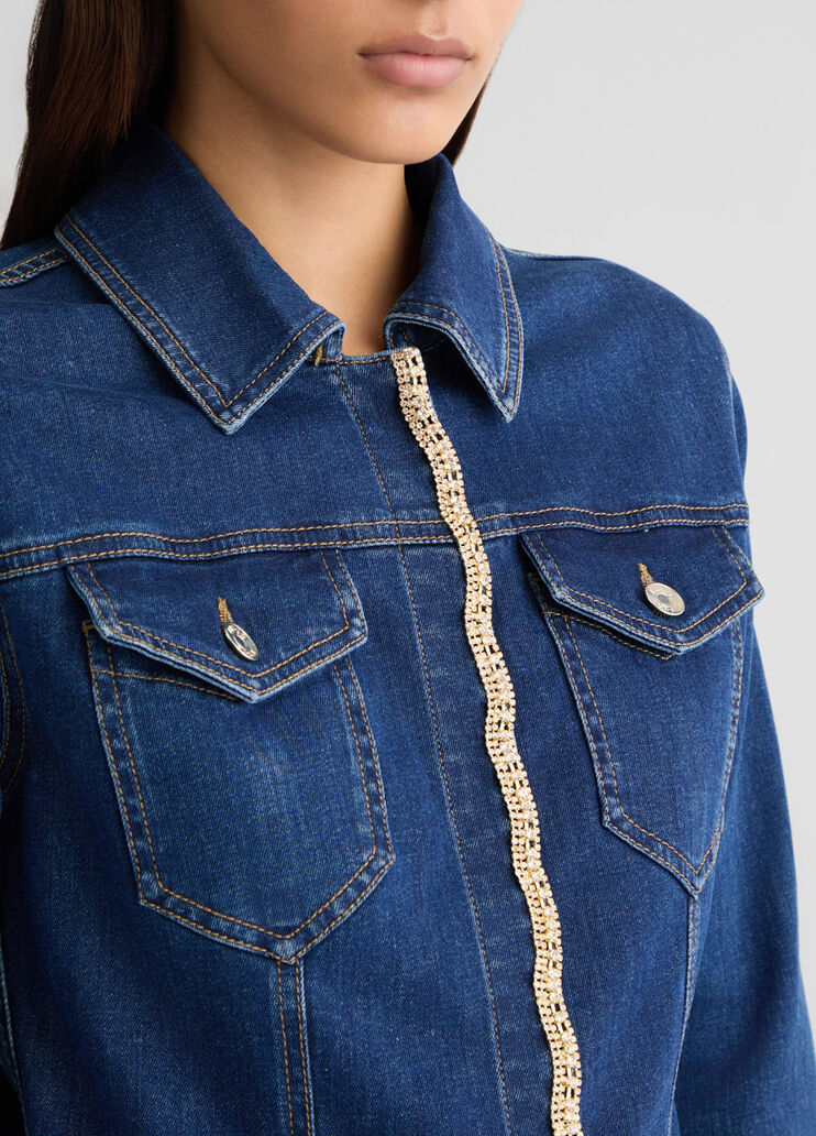 Denim jacket with rhinestones