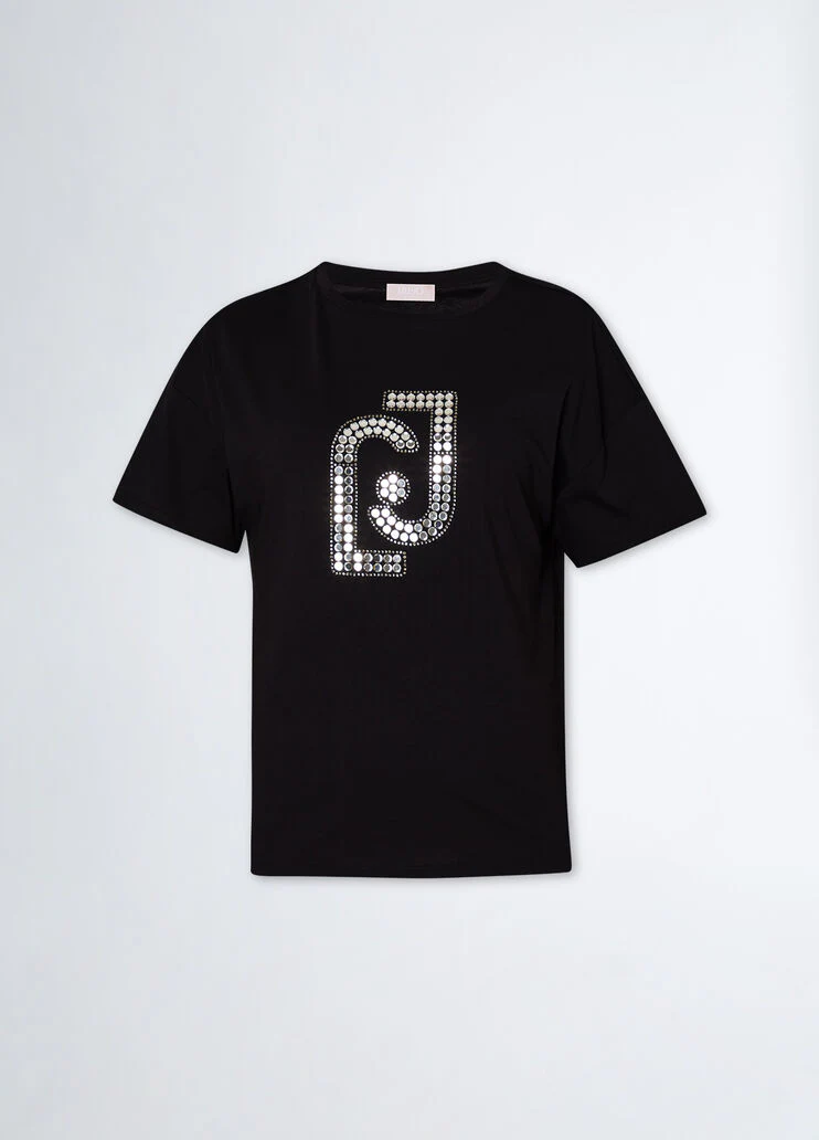 T-shirt with logo and gemstones