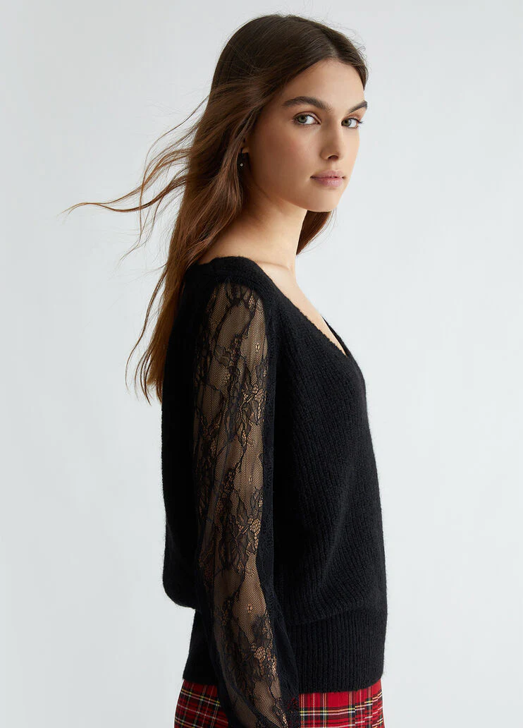 Black jumper with lace