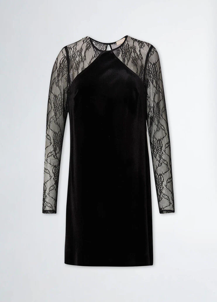 Short lace and velvet dress