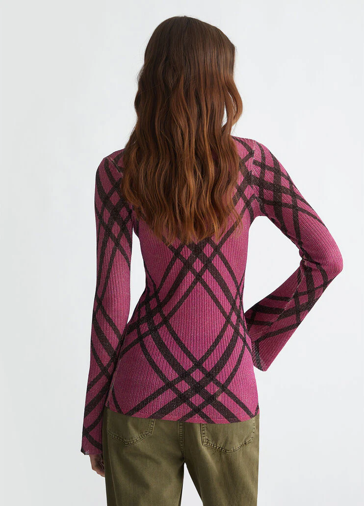 Chequered lurex sweater