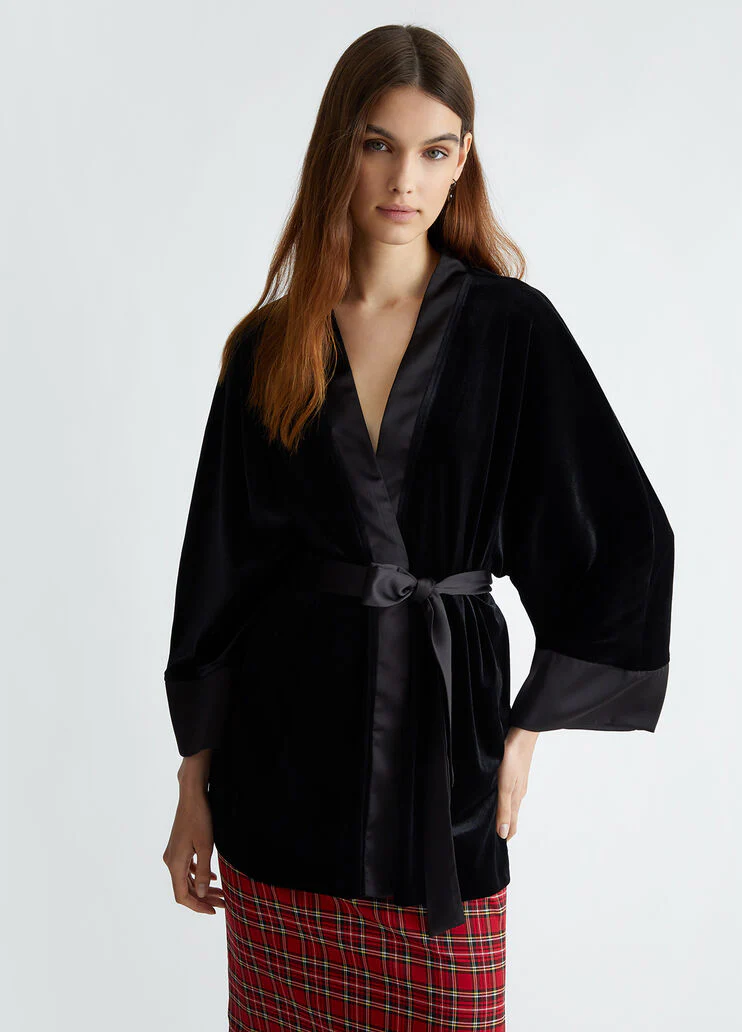 Velvet kimono jacket