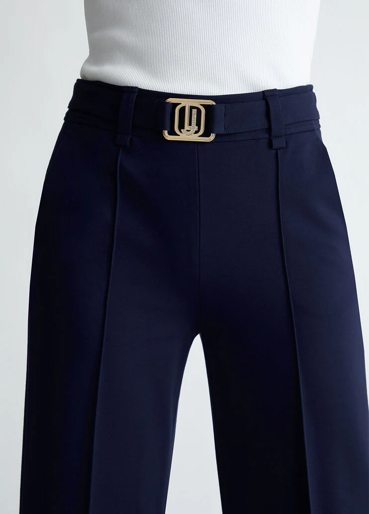 Cropped trousers with belt