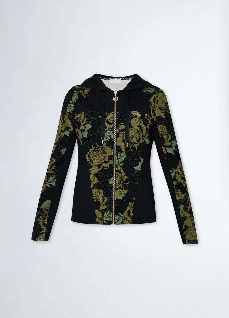 Hooded floral sweatshirt