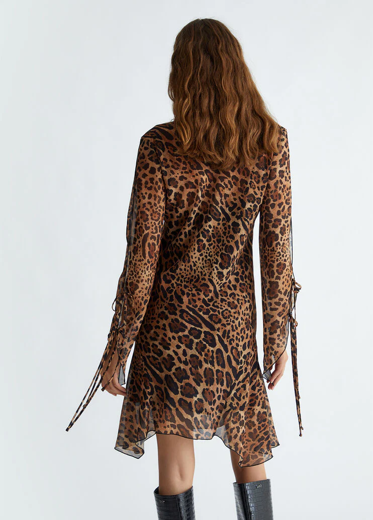 Short animal-print tulle dress