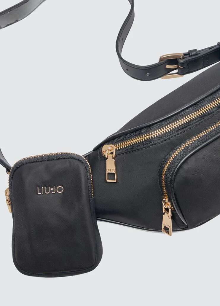 Nylon pouch bag with charm