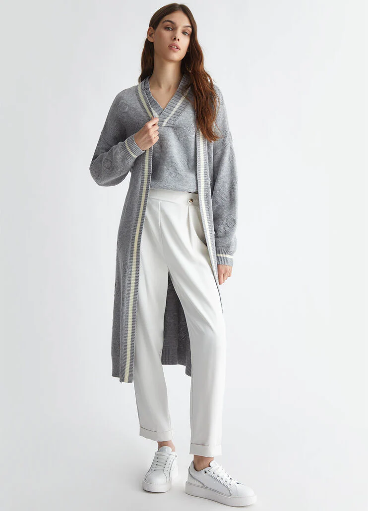 Long cardigan with belt