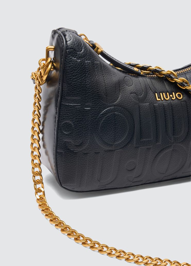 Black shoulder bag with logo