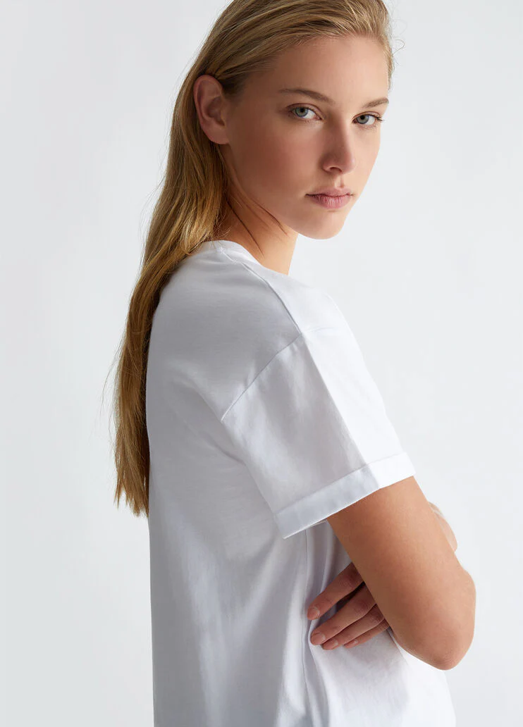 T-shirt with print and appliqués