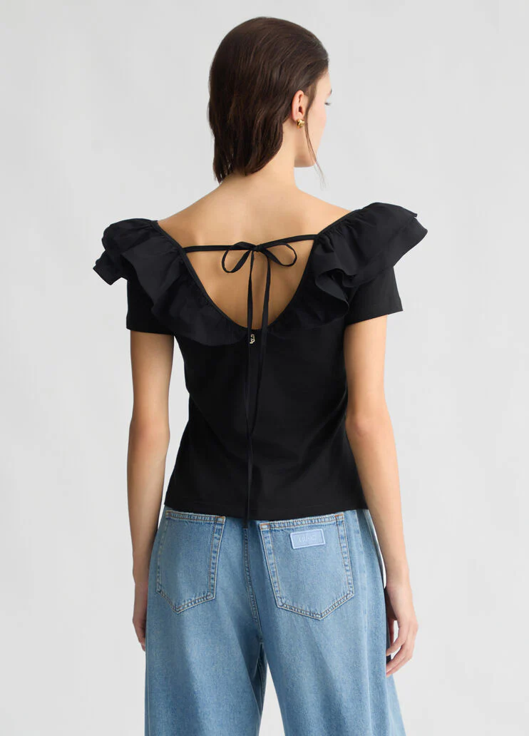 Cotton T-shirt with ruches