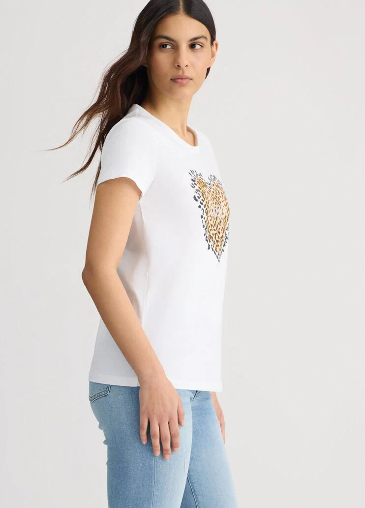 T-shirt with animal-print heart