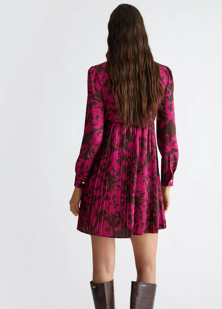 Printed twill shirt dress