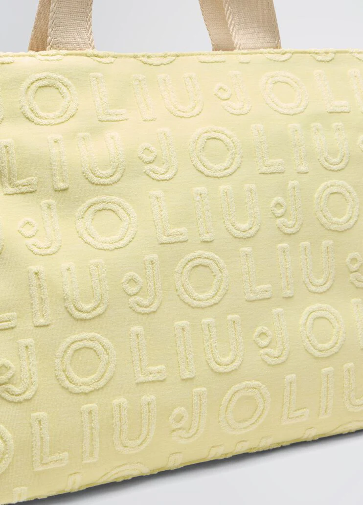 Yellow jacquard tote bag