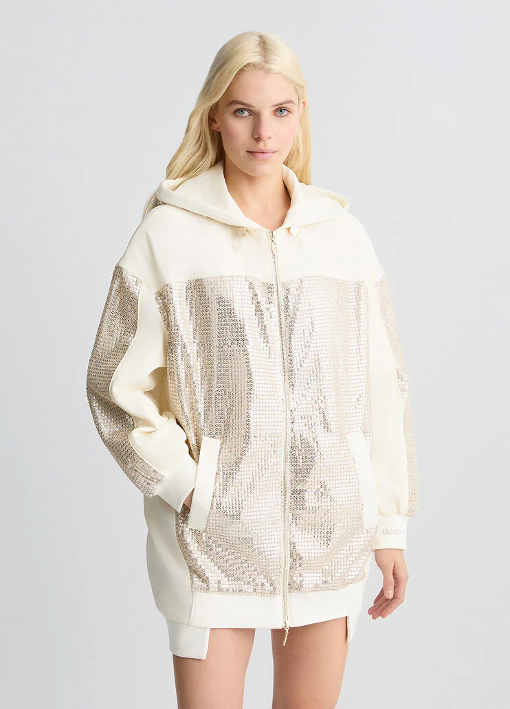 Parka with sequins