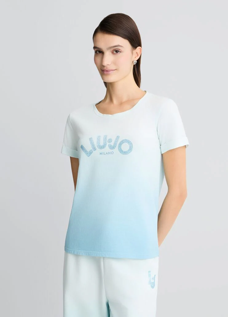 T-shirt with logo and gemstones