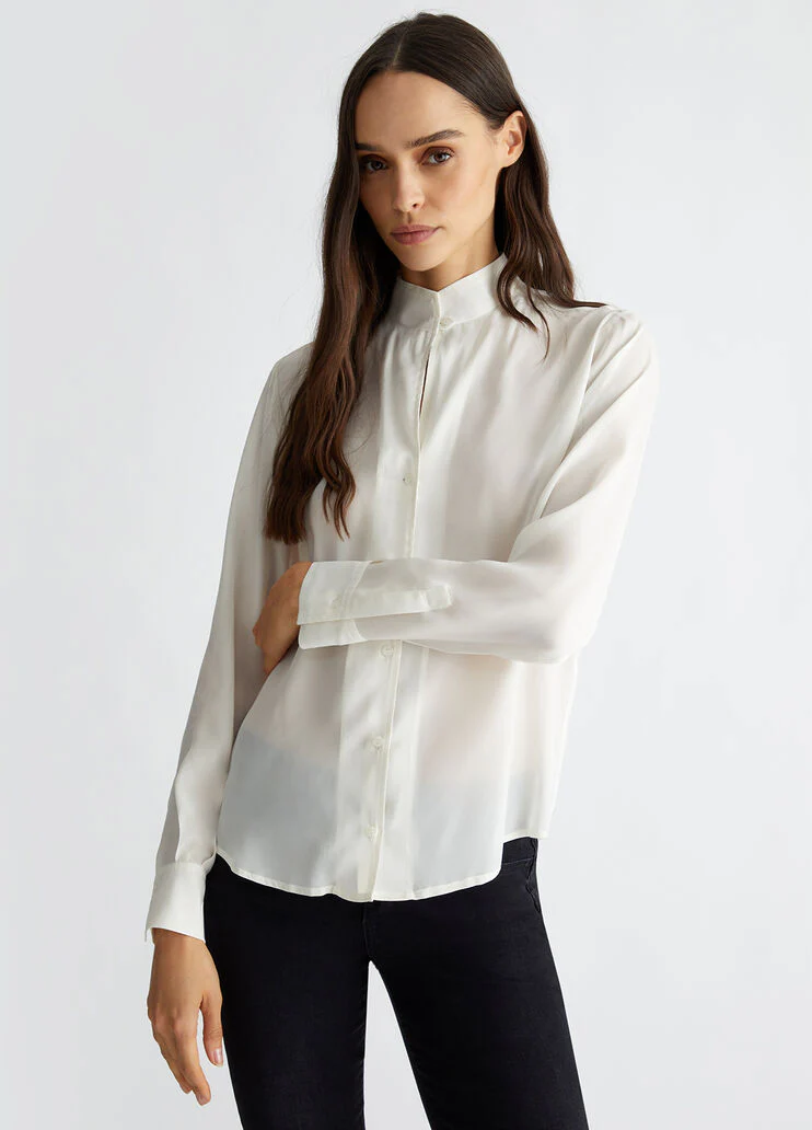 Silk-blend crepe shirt