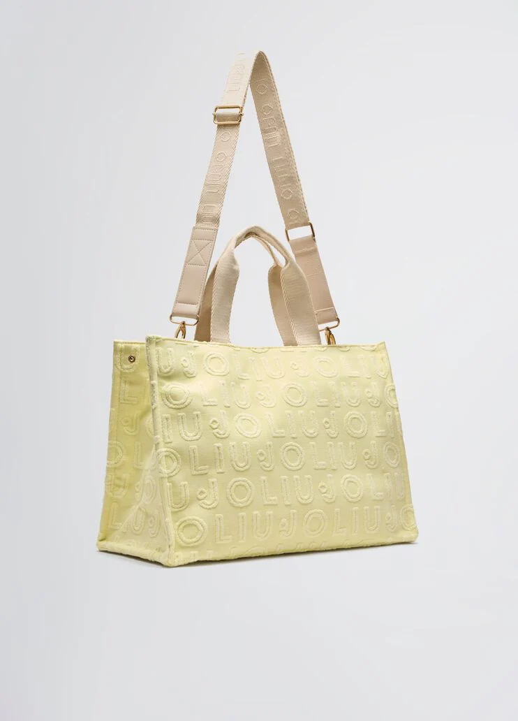 Yellow jacquard tote bag
