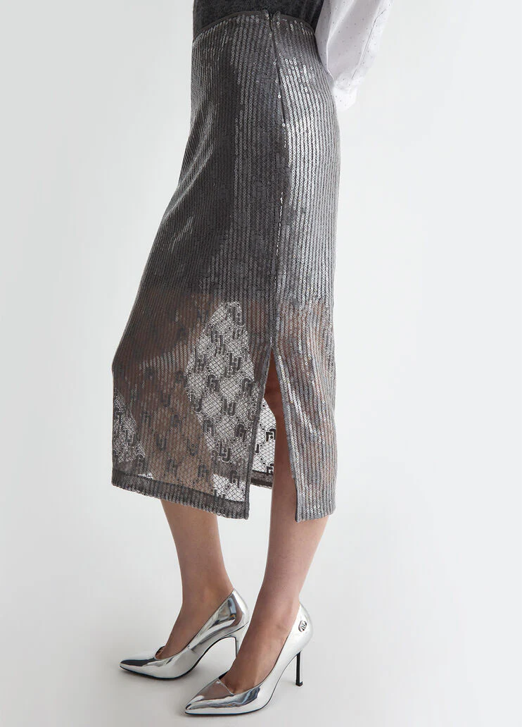 Sequinned lace skirt