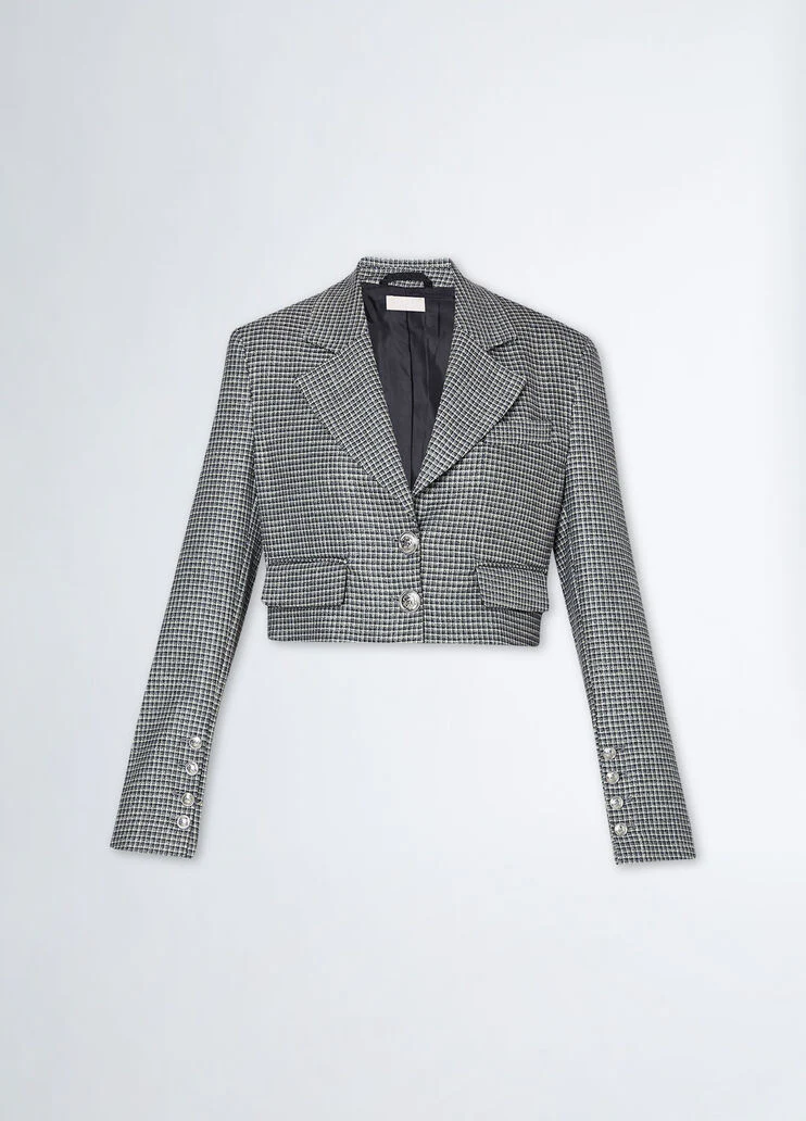 Cropped checked blazer