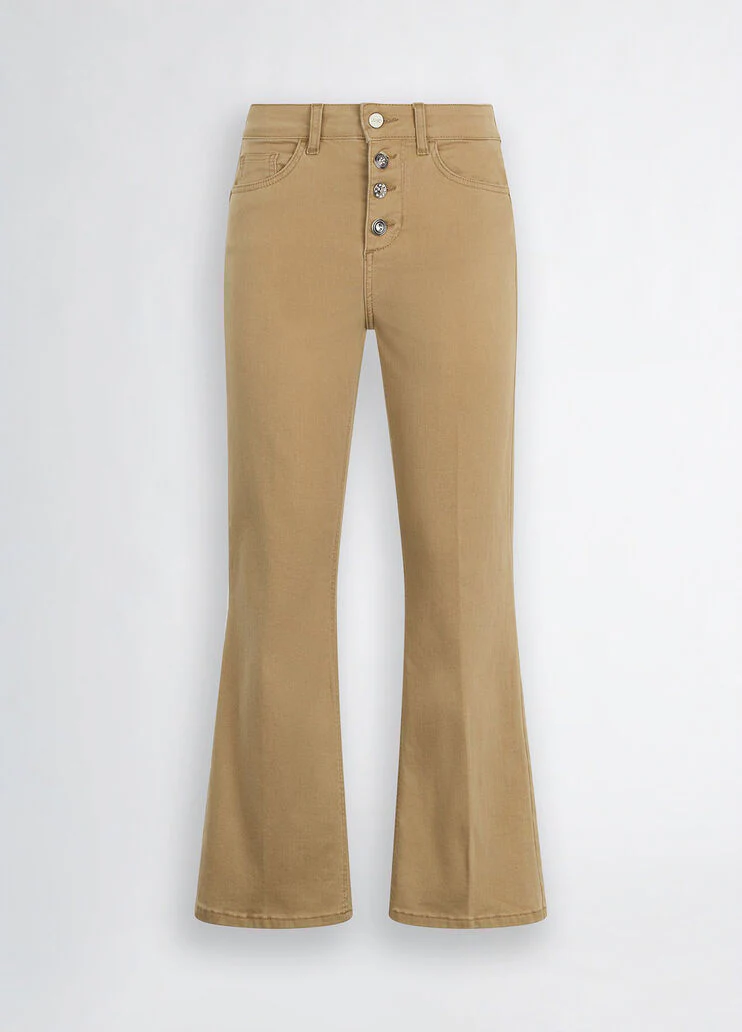 White high-rise bootcut trousers