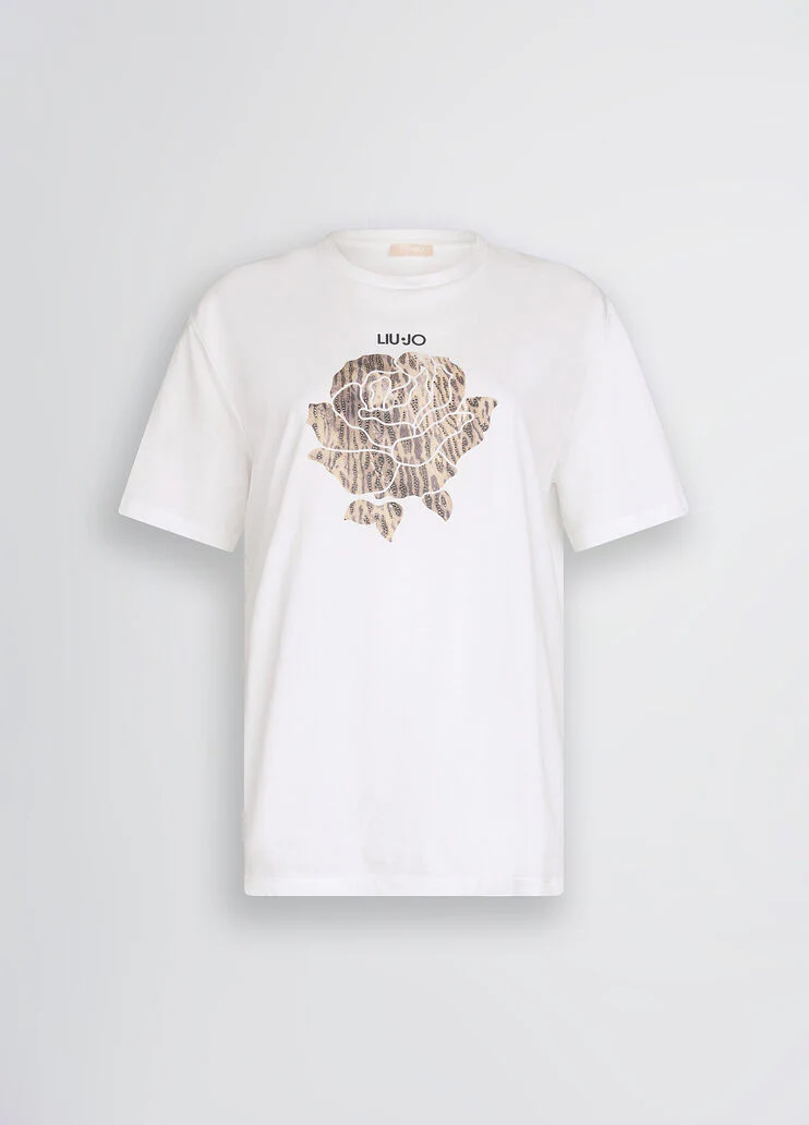 T-shirt with animal-print flower