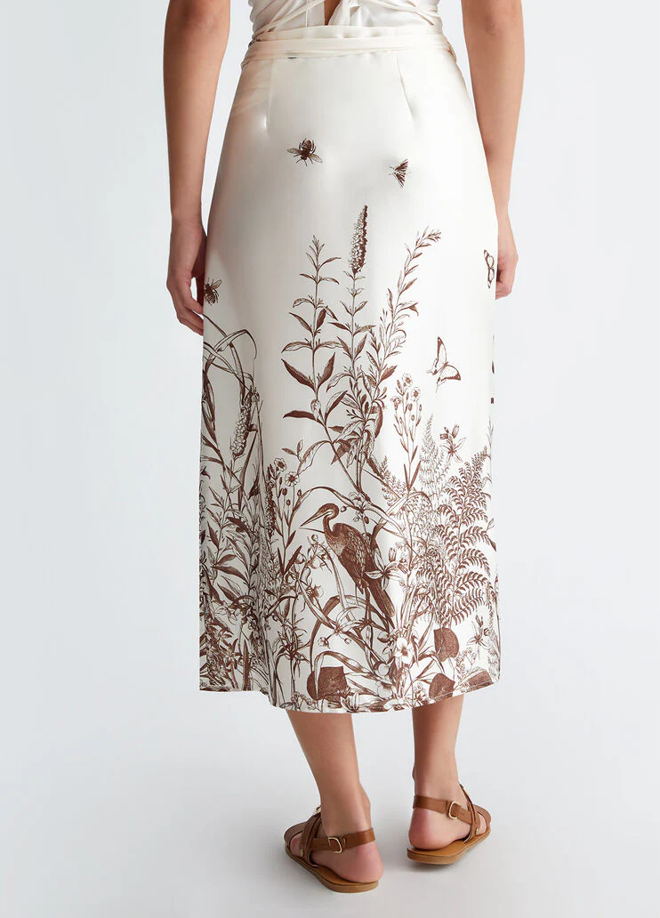 Printed satin skirt