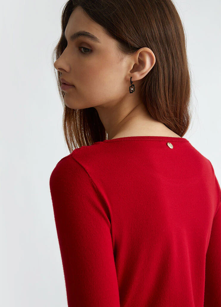 Red top with cut-out