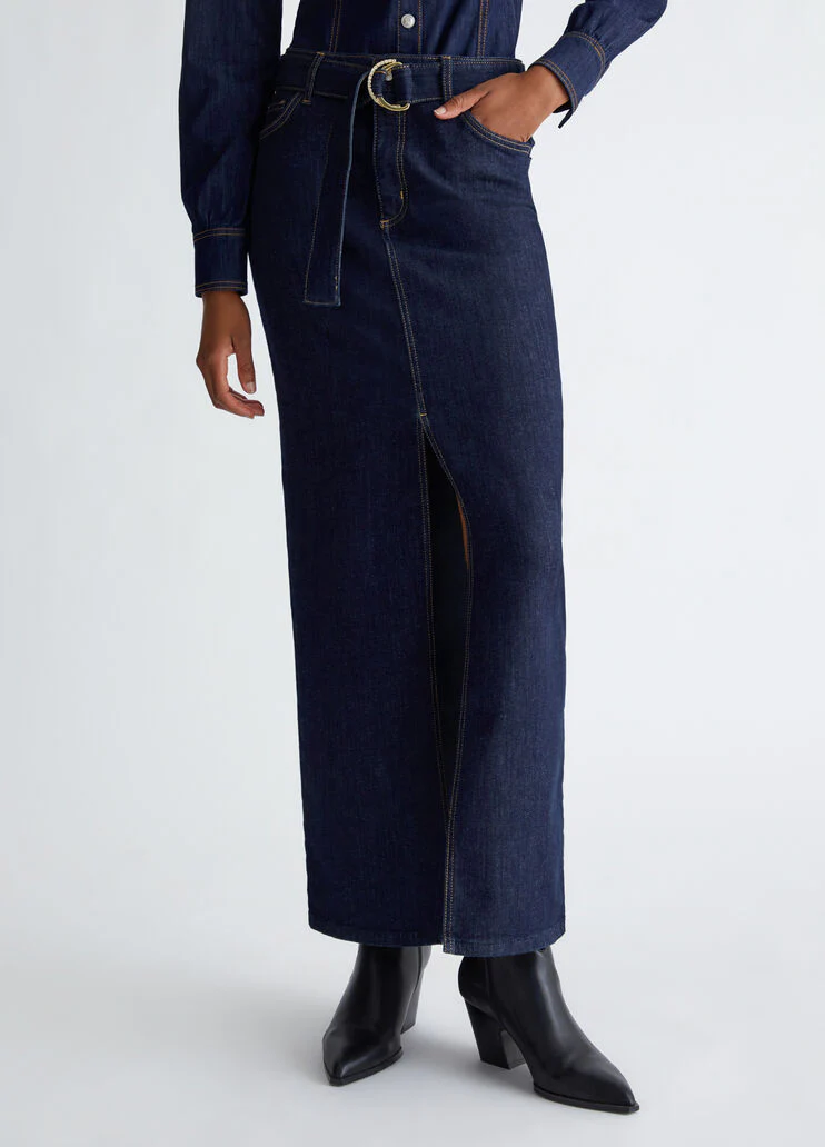 Denim skirt with belt