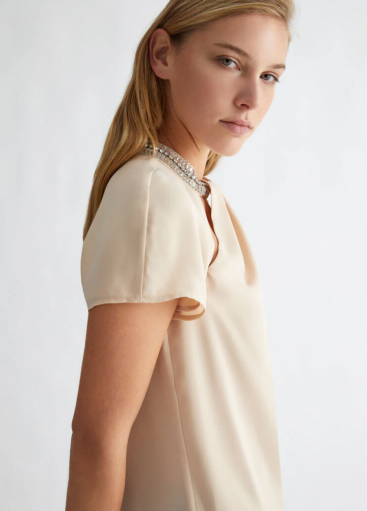 Georgette top with rhinestones