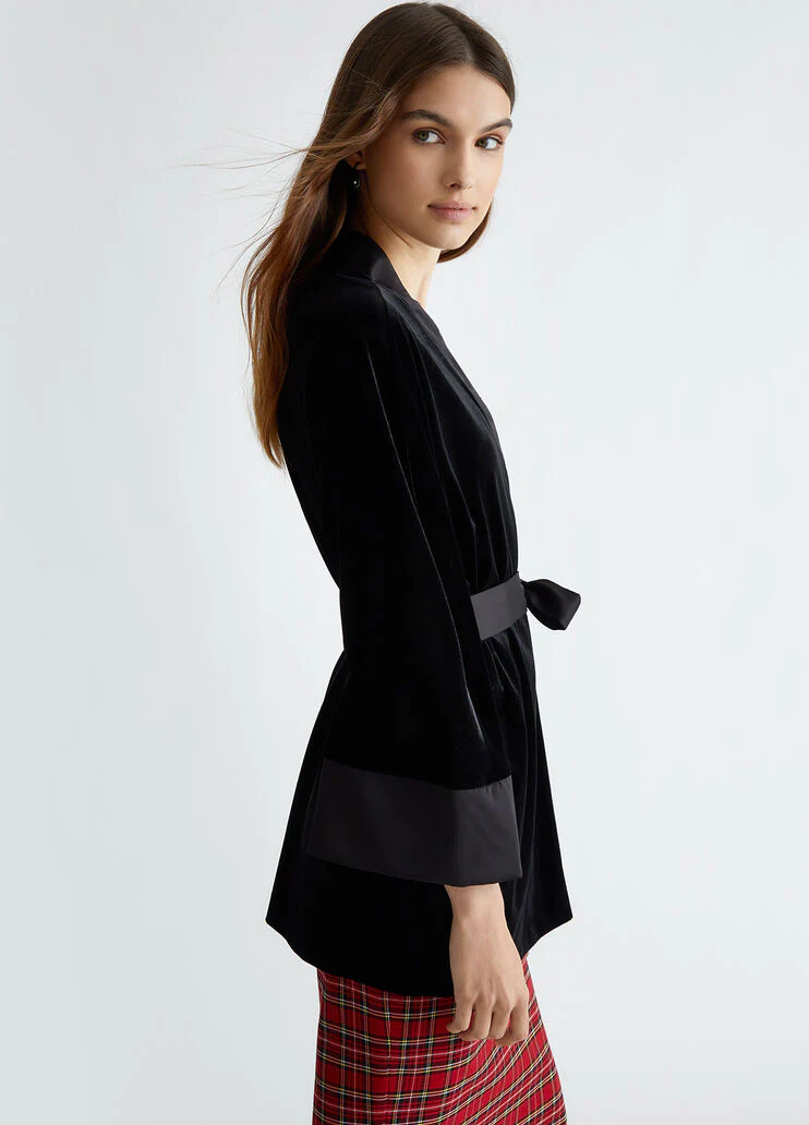 Velvet kimono jacket