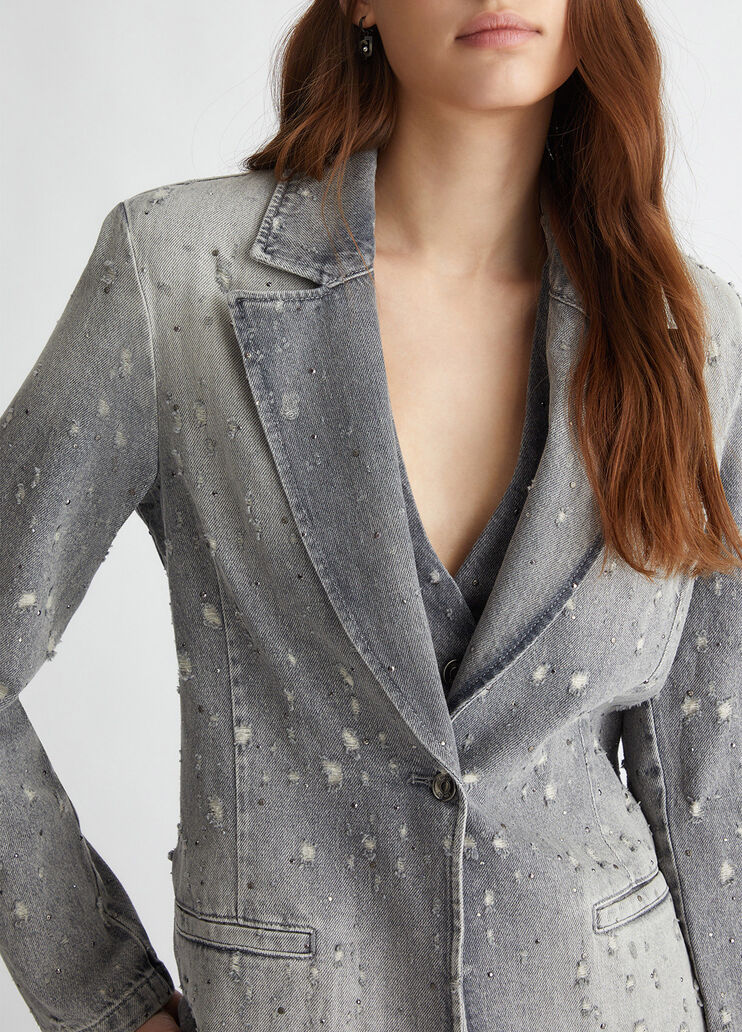 Denim blazer with rhinestones