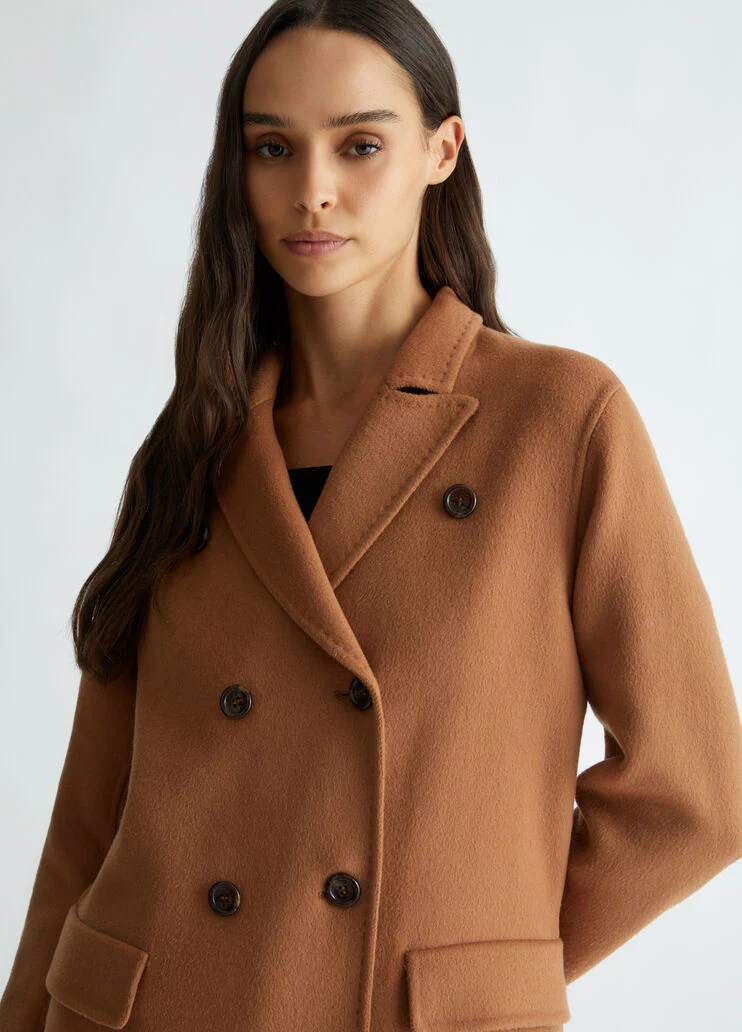 Double-breasted wool-blend coat