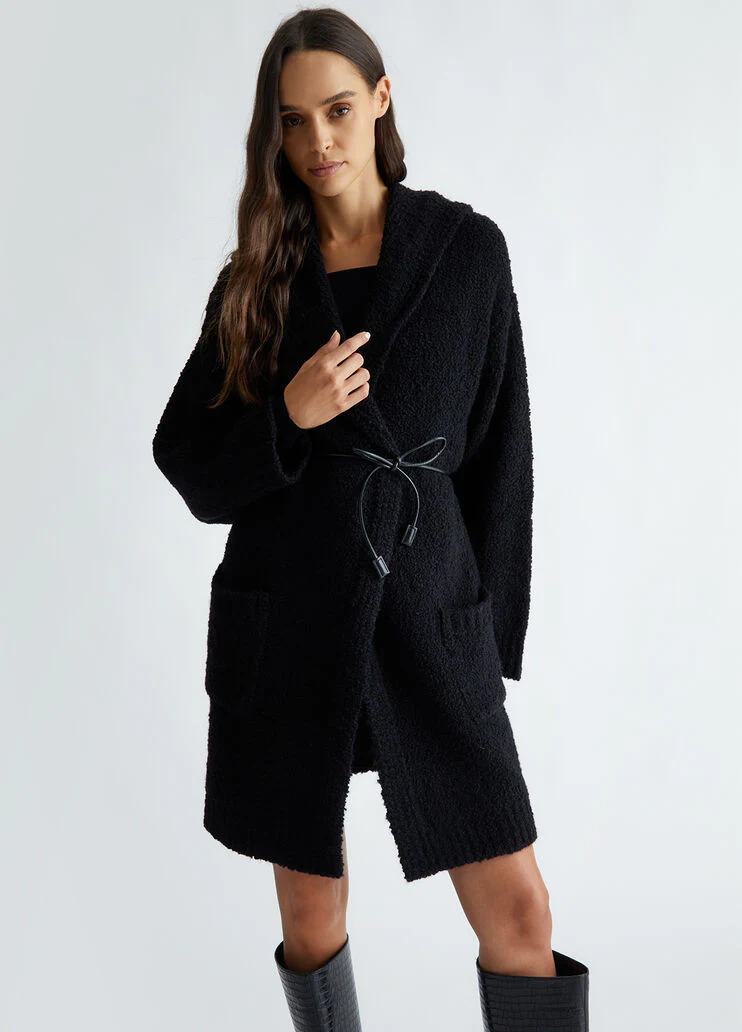 Wool blend knit coat