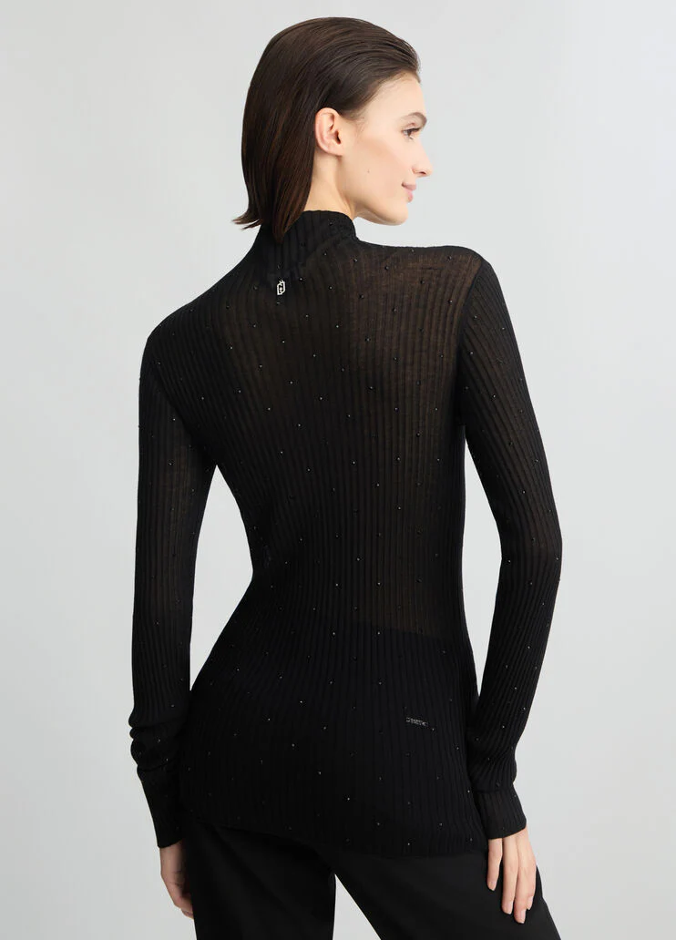 Black jumper with rhinestones