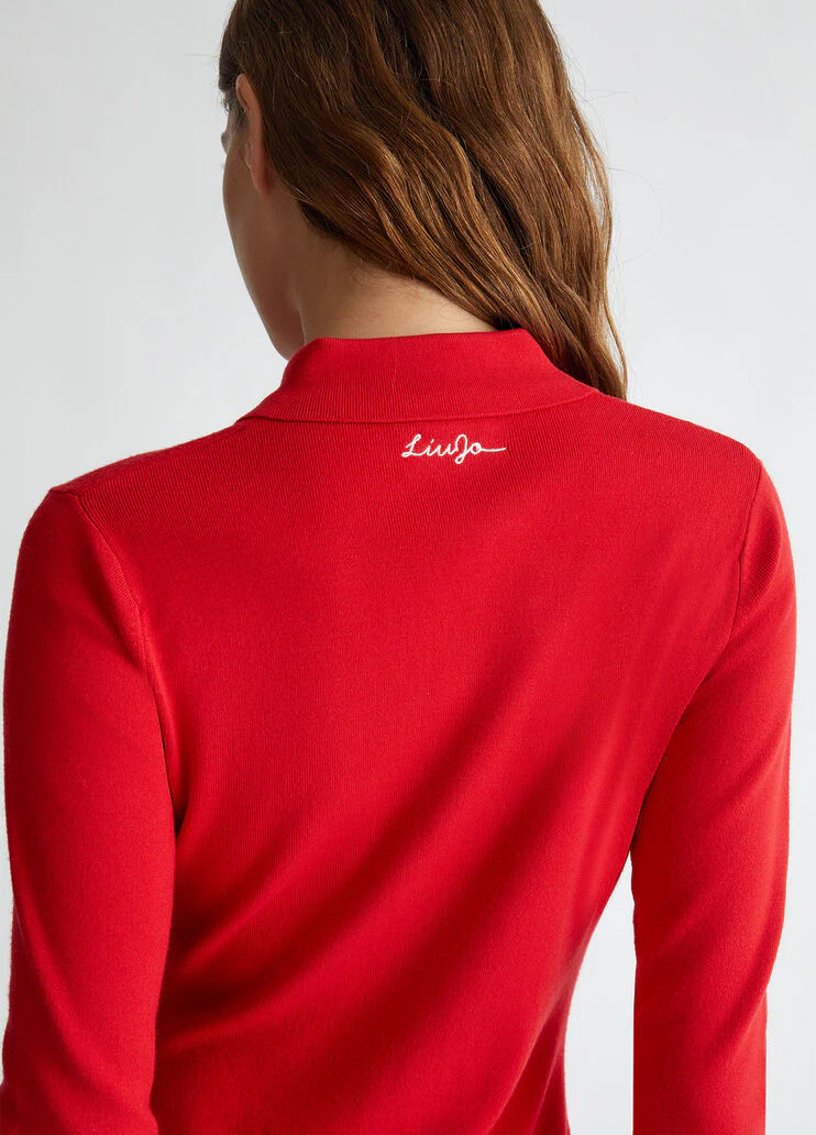 Knit dress with bejewelled buttons