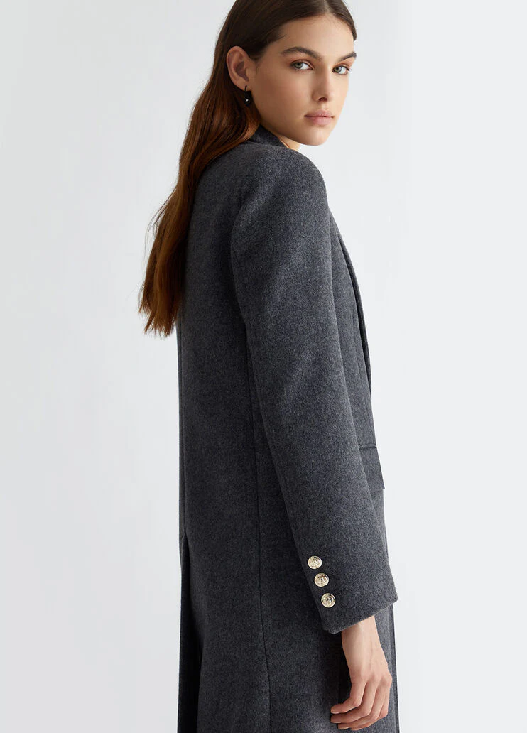 Slim-fit wool-blend coat