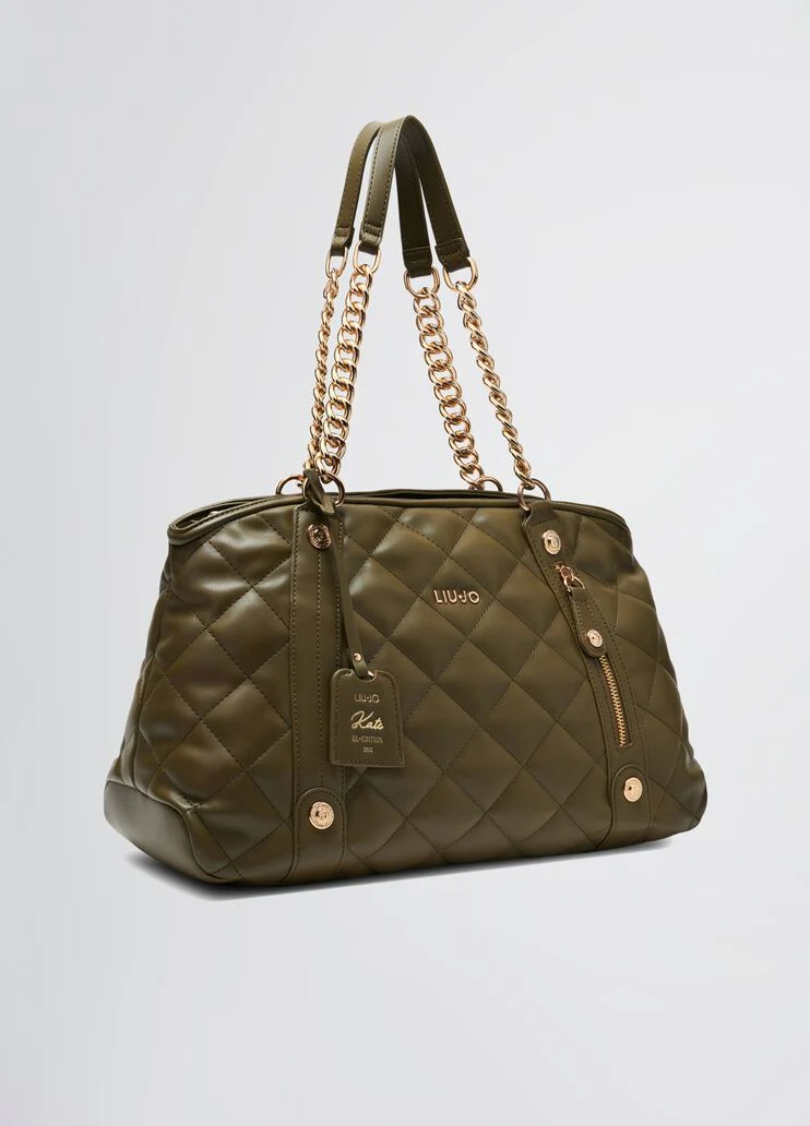 Quilted khaki green handbag
