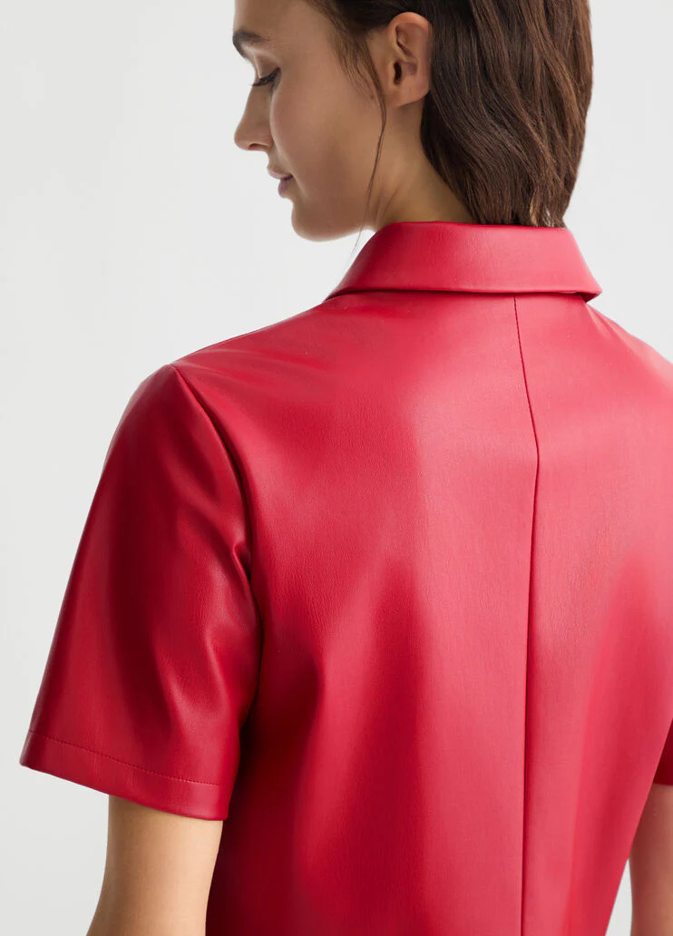 Red coated fabric jacket