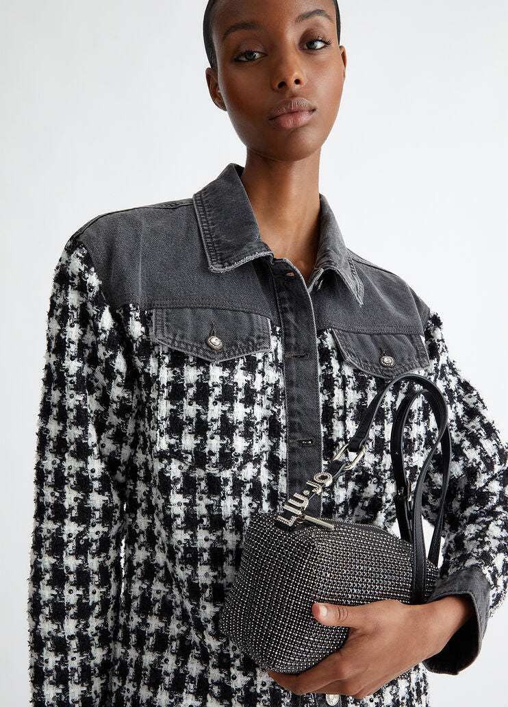 Shoulder bag with rhinestones