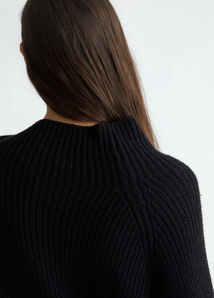 Rib-knit wool-blend sweater