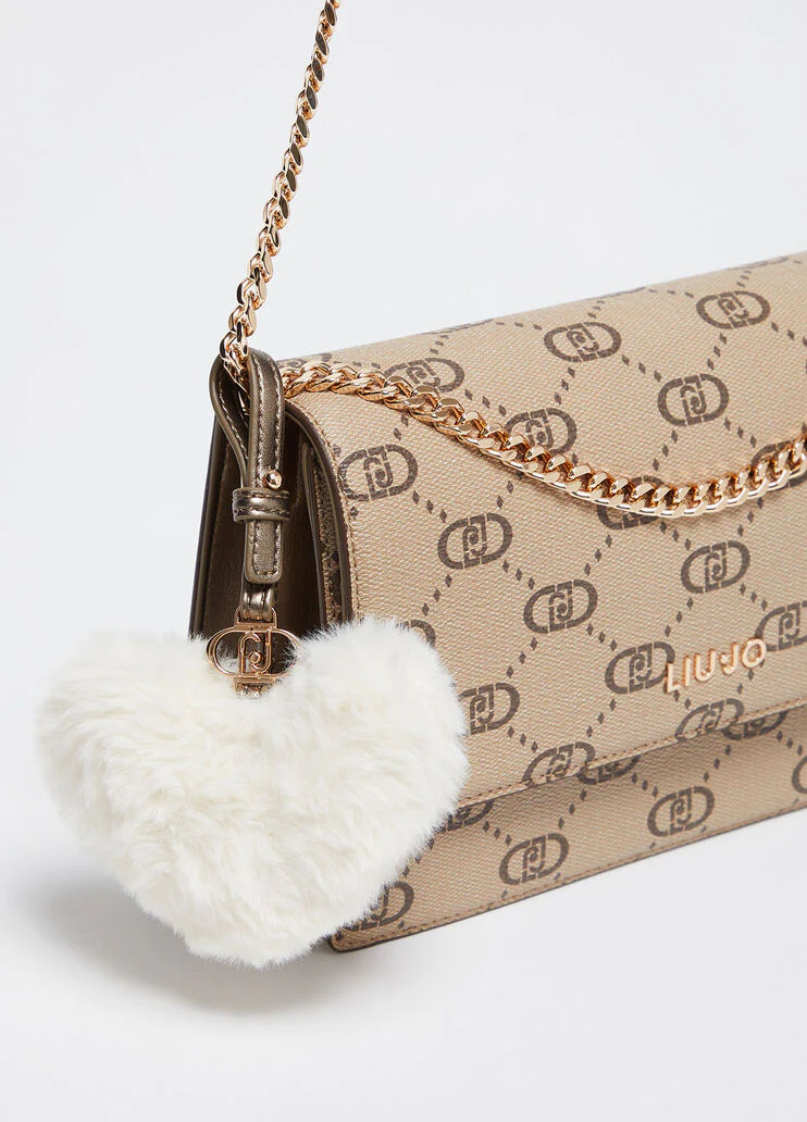 Crossbody bag with logo and charm