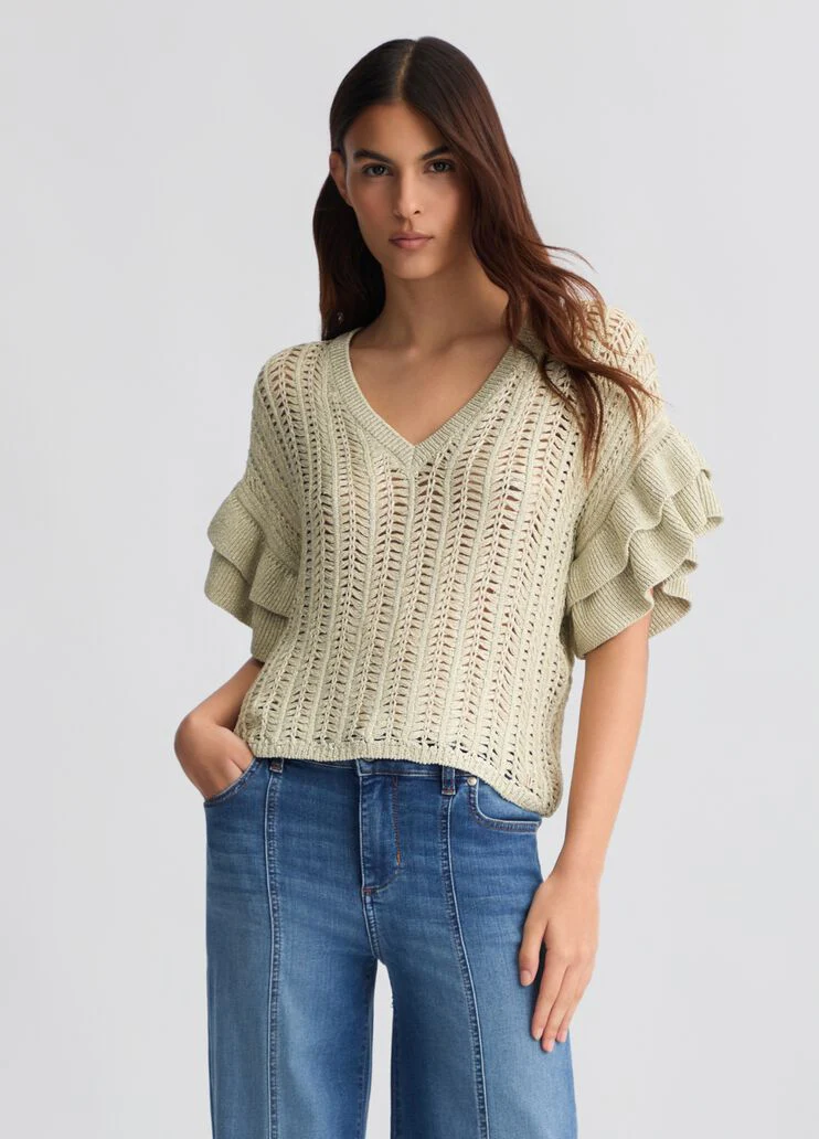 Light gold knit top